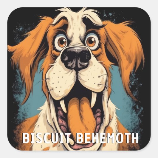 Grappig monster hond: Biscuit Behemoth Vierkante Sticker (Voorkant)