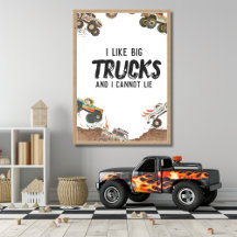 Grappig Monster Trucks Poster Boys Feestinrichting