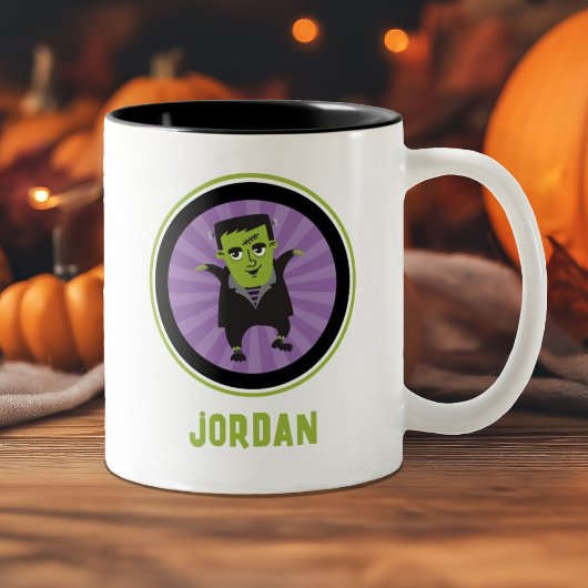 Grappig monster van Frankenstein Halloween Tweekleurige Koffiemok