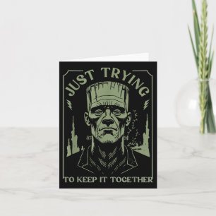 Grappig monster van Frankenstein probeert het gewo Kaart