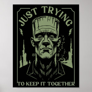 Grappig monster van Frankenstein probeert het gewo Poster