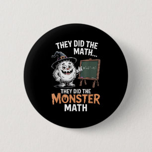 Grappig Monster Wiskunde Leraar Halloween Yeti Kos Ronde Button 5,7 Cm