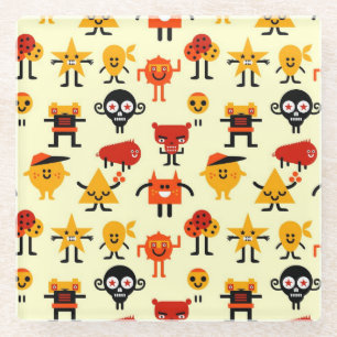 Grappig monsterpatroon glazen onderzetter