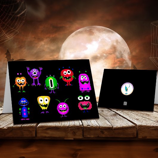 Grappig, Monsters, Halloween Kaart