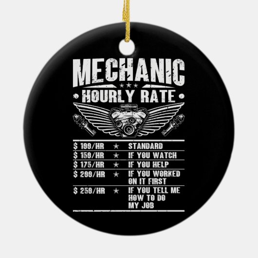 Grappig monteur uurtarief auto monteur arbeid keramisch ornament (Achterkant)