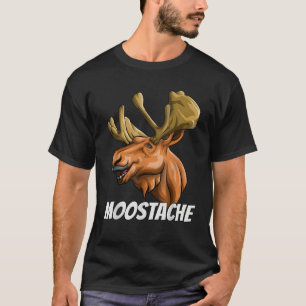 Grappig Moostache Dad Joke Dier Moose Snor Vet T-shirt