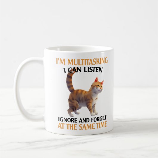 Grappig Multitasking Cat Gezegde Koffiemok (Links)