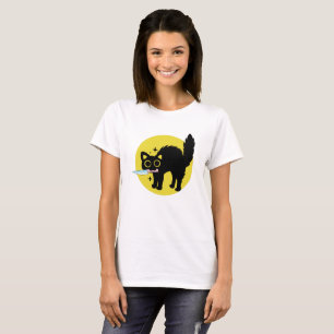 grappig Murderous Black Cat, Cute Kitten met mes T-shirt