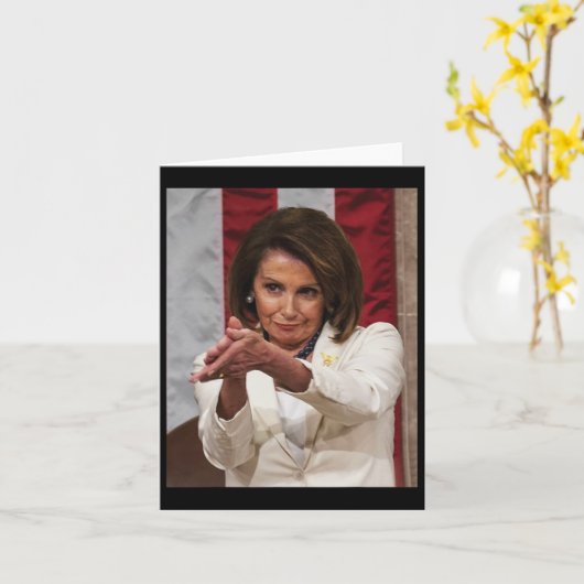 Grappig Nancy Pelosi klap terug Anti Trump Meme T- Kaart (Gele Bloem)