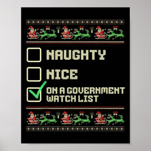 Grappig Naughty Nice op een overheidslijst Chri Poster