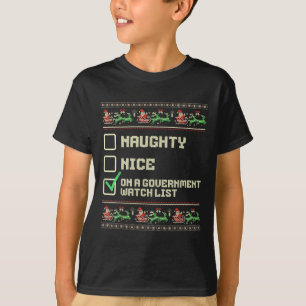 Grappig Naughty Nice op een overheidslijst Chri T-shirt
