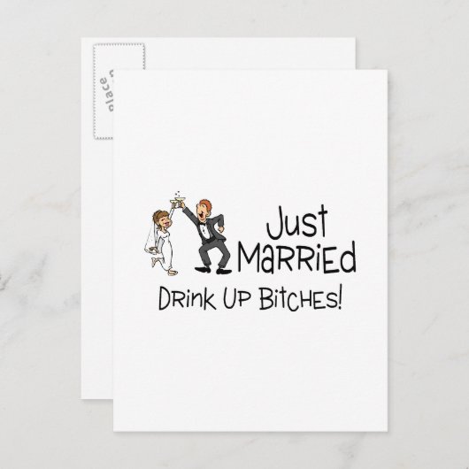 Grappig net getrouwd bruiloft toast aankondigingskaart (Voorkant / Achterkant)