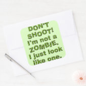 Grappig niet schieten, kijk gewoon als Zombie Vierkante Sticker (Envelop)