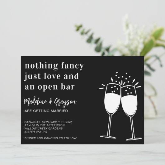 Grappig niets Fancy gewoon liefde Casual bruiloft Kaart (Staand voorkant)