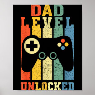 Grappig Nieuw Vader Shirt Vader Niveau Ontgrendeld Poster