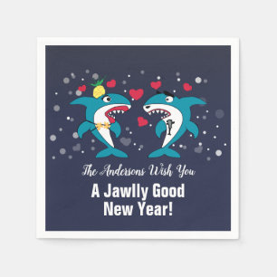 Grappig Nieuwjaar Haaien Familienaam Marine Servet