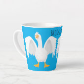 Grappig nieuwsgierig als cartoon latte mok (Linkerhoek)