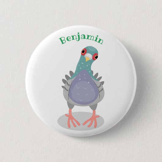Grappig nieuwsgierig cartoon illustratie ronde button 5,7 cm (Voorkant)
