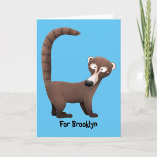Grappig nieuwsgierig coatimundi cartoon illustrati kaart