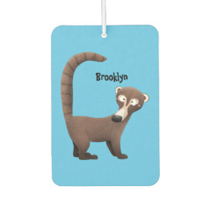 Grappig nieuwsgierig coatimundi cartoon illustrati luchtverfrisser