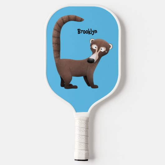 Grappig nieuwsgierig coatimundi cartoon illustrati pickleball paddle (Achterkant)