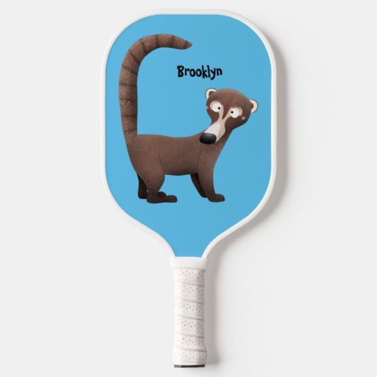 Grappig nieuwsgierig coatimundi cartoon illustrati pickleball paddle (Voorkant)
