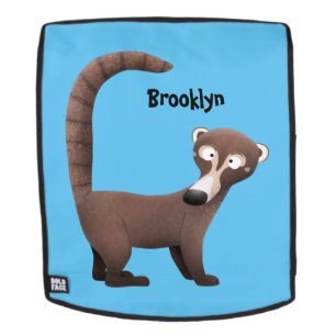 Grappig nieuwsgierig coatimundi cartoon illustrati rugtassen