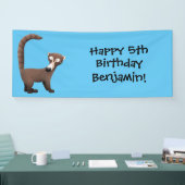 Grappig nieuwsgierig coatimundi cartoon illustrati spandoek (Beurs)