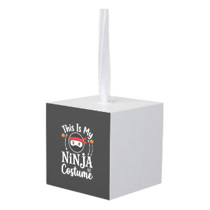 Grappig Ninja Kostuum Halloween Ontwerp_1 Kubus Ornament
