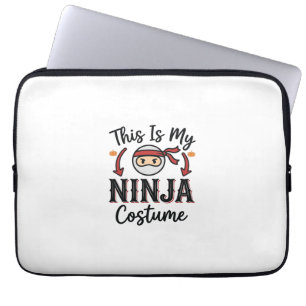 Grappig Ninja Kostuum Halloween Vector Ontwerp_1 Laptop Sleeve