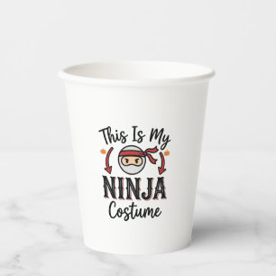 Grappig Ninja Kostuum Halloween Vector Ontwerp_1 Papieren Bekers