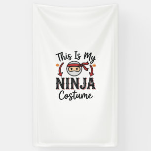Grappig Ninja Kostuum Halloween Vector Ontwerp_1 Spandoek
