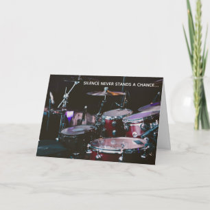 Grappig No Silence Loud Drummer Birthday Card Kaart