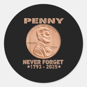 Grappig Nooit Vergeet Penny Coin 1 Cent Retro 2025 Ronde Sticker