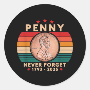 Grappig Nooit Vergeet Penny Coin 1 Cent Retro Styl Ronde Sticker