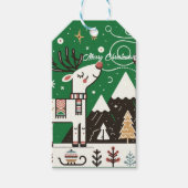 Grappig Noords rendierpatroon Cadeaulabel (Voorkant)