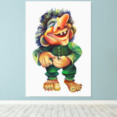 Grappig Noors Troll Waterverf illustratiekunstwerk Canvas Afdruk (Insitu (Houten vloer))