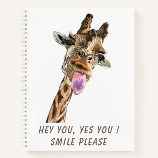 Grappig Notitieboek met afspeelbare Giraffe - Smil (Voorkant)