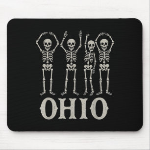 Grappig O-h-i-o State Skeleton Ohio Halloween Vint Muismat