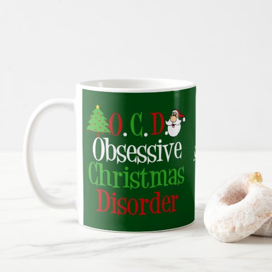 Grappig obsessieve kerstziekte koffiemok (Met donut)