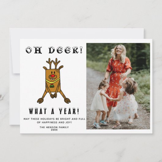 Grappig Oh Deer Wat een Jaar 2020 Foto Feestdagenkaart (Voorkant)