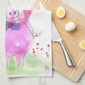 Grappig Oh Lard Pink Pig Keuken Handdoek (Quarter Fold)