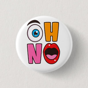 Grappig “Oh nee” Cartoon Glanzende Wijnlabel Ronde Button 3,2 Cm