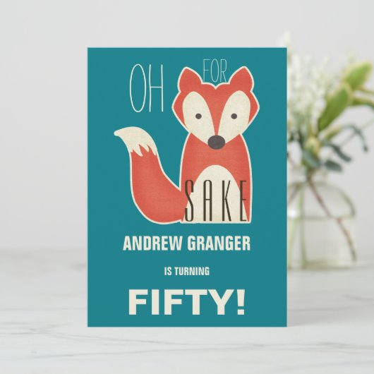 Grappig Oh, voor Fox Sake verjaardagsfeestje Kaart (Staand voorkant)