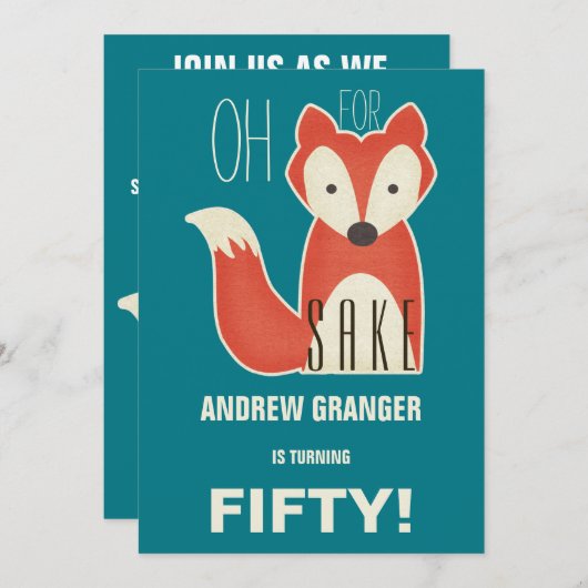Grappig Oh, voor Fox Sake verjaardagsfeestje Kaart (Voorkant / Achterkant)