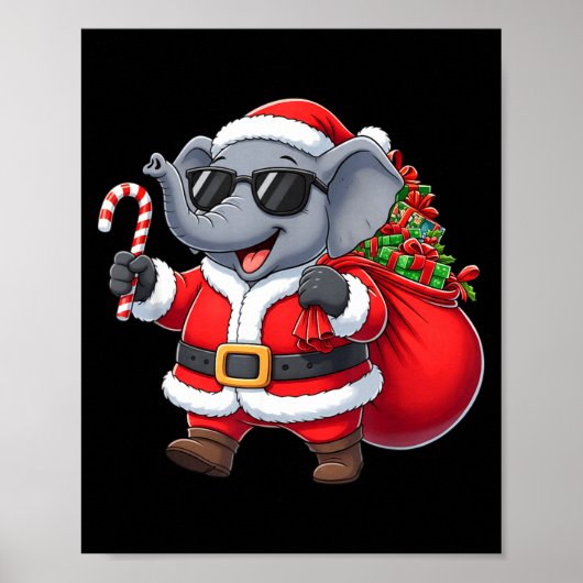 Grappig Olifant Kerstman Kleding Kerstmannen Jonge Poster (Voorkant)