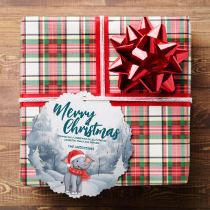 Grappig Olifant Vrolijk Kerstboom sneeuw Vakantie  Ornament Kaart