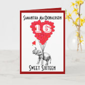 Grappig olifantssnoepje zestien kaart (Gele Bloem)