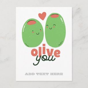 Grappig Olive You Foodie Love Graphics Wordplay Briefkaart