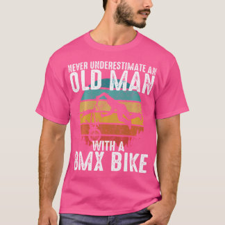 Grappig om nooit een oud Man met een BMX BI te ond T-shirt